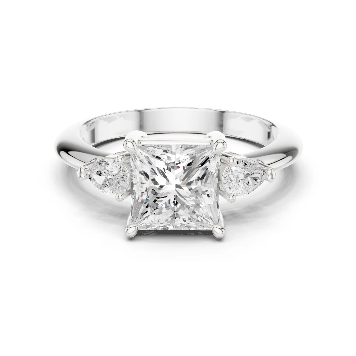Princess Diamond Solitaire Engagement Ring with Hidden Side Accent