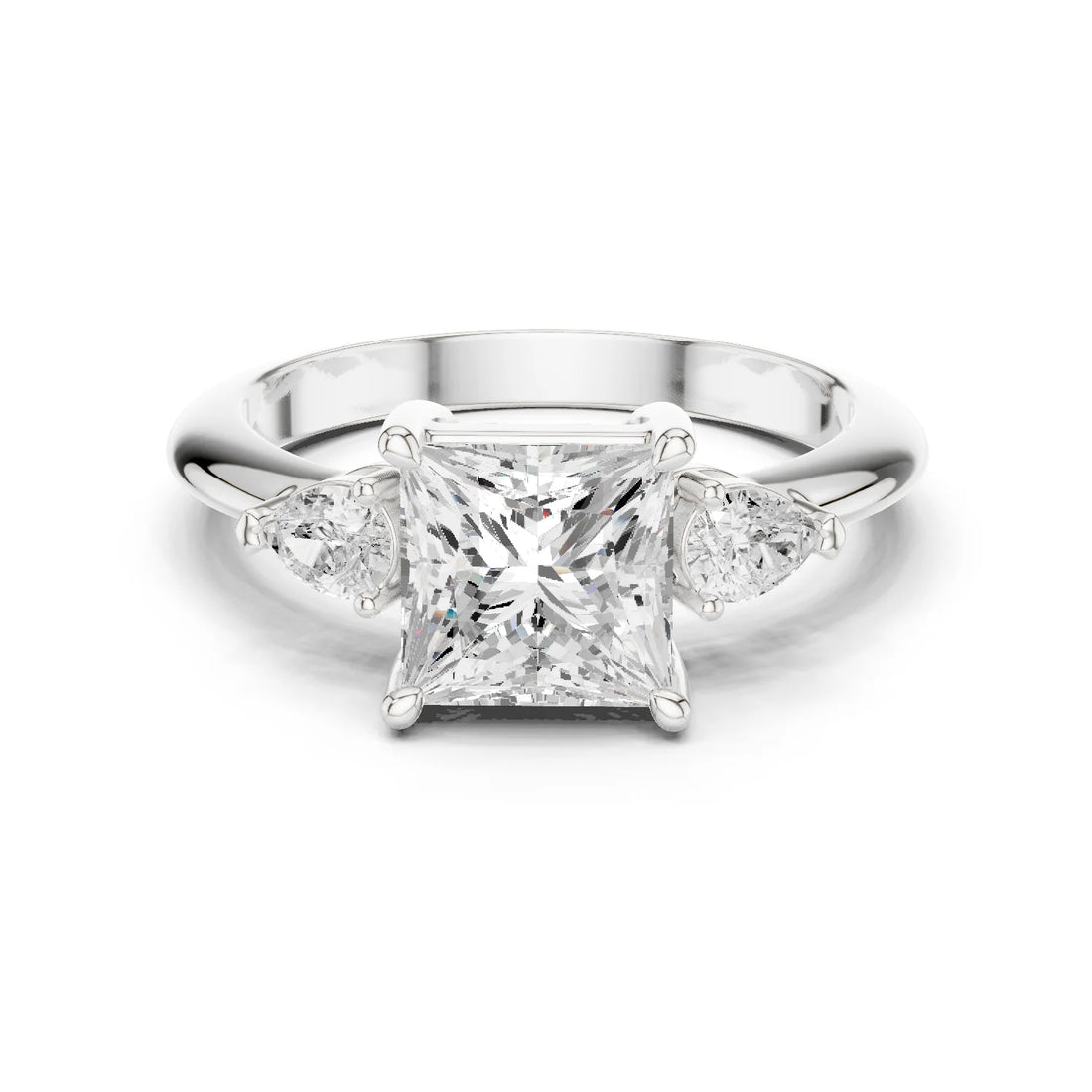 Princess Diamond Solitaire Engagement Ring with Hidden Side Accent