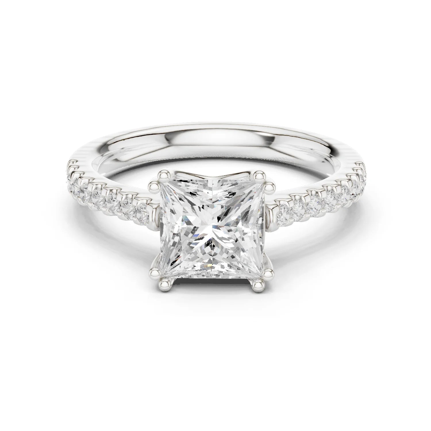 Princess-Cut Diamond Engagement Ring with Split Shank