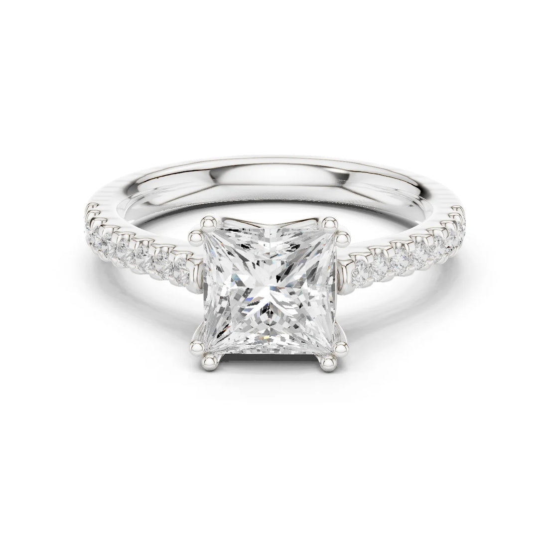 Princess-Cut Diamond Engagement Ring with Split Shank