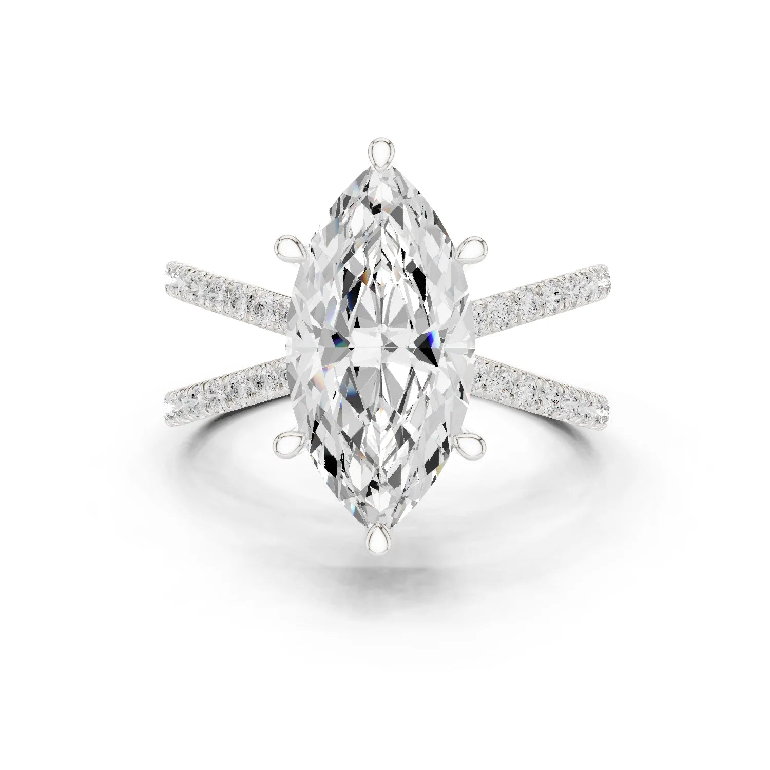 Marquise Cut Diamond Split Shank Engagement Ring