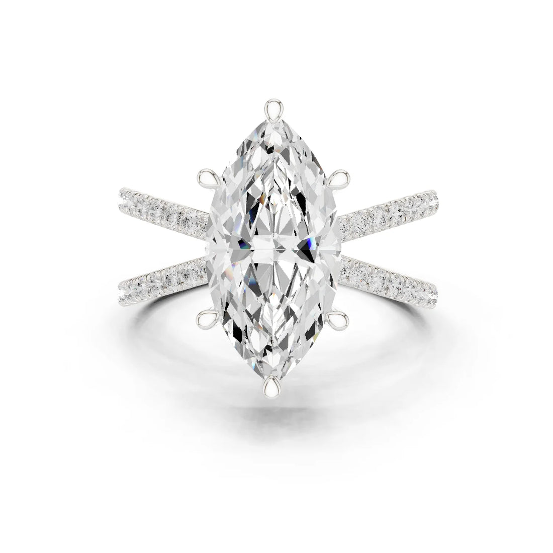 Marquise Cut Diamond Split Shank Engagement Ring