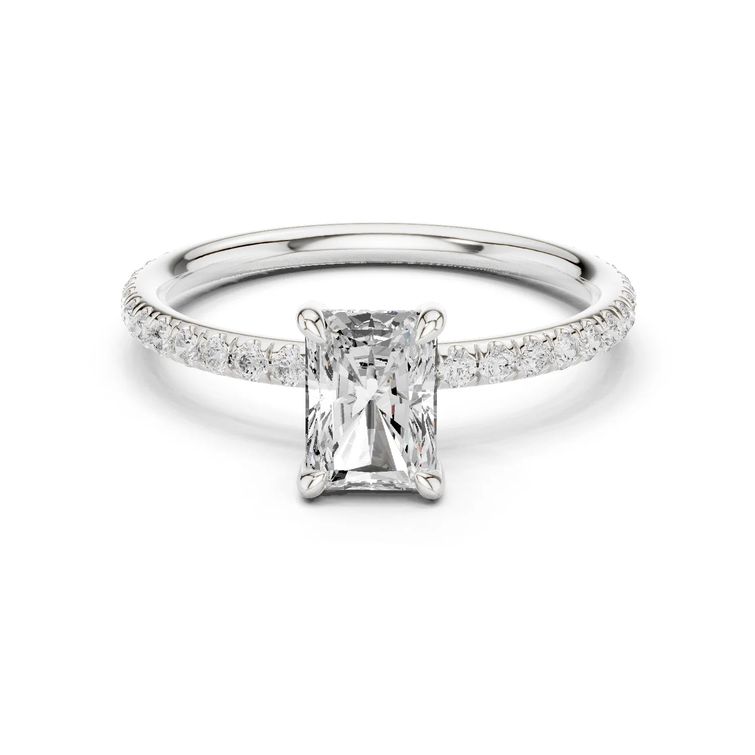 Radiant Cut Diamond Pave Engagement Ring