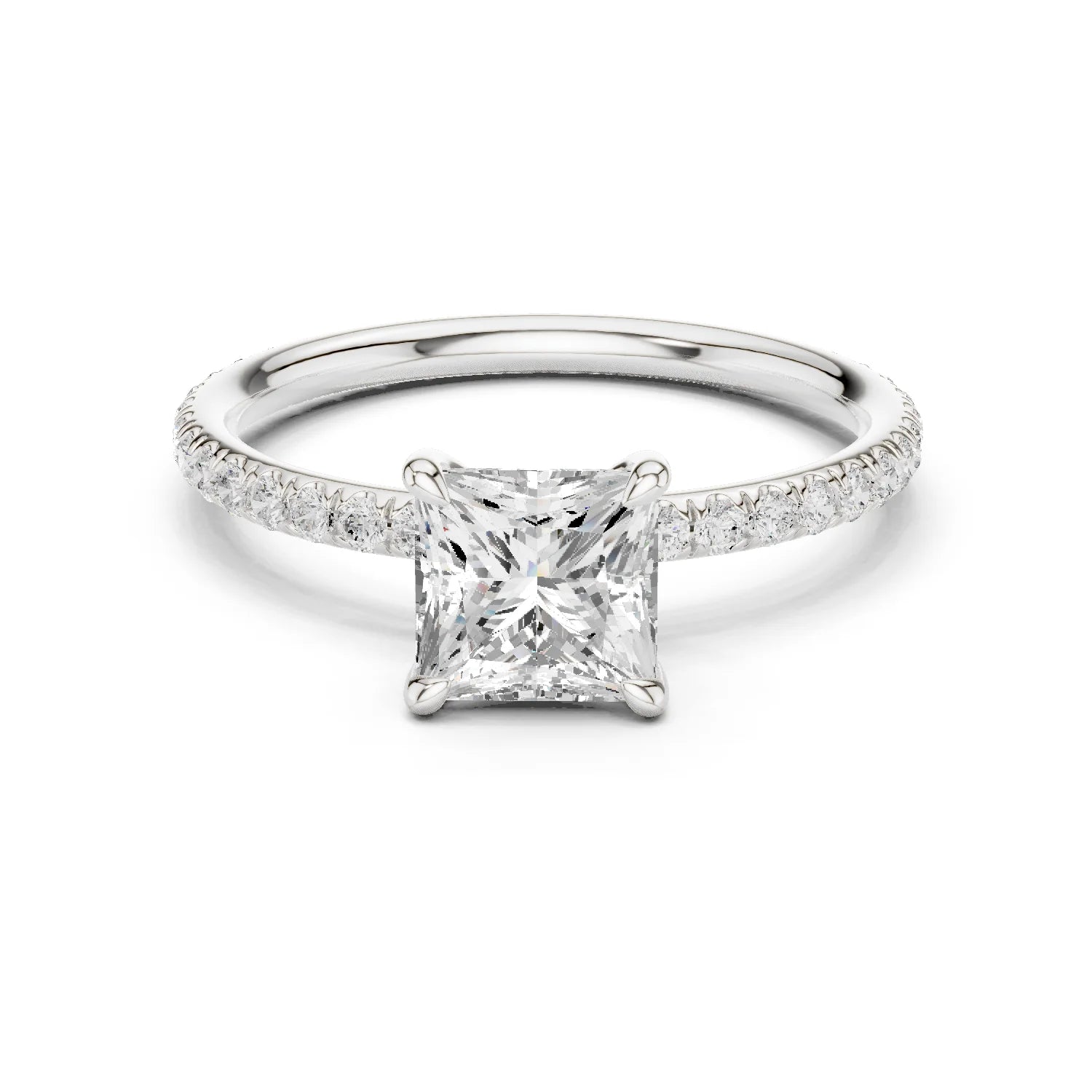 Princess Cut Diamond Pave Engagement Ring