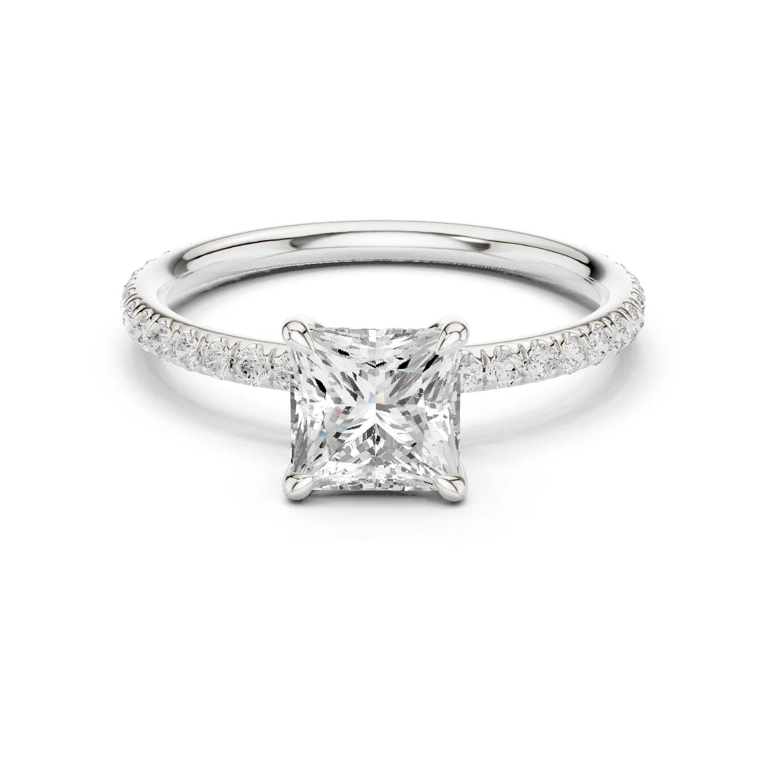 Princess Cut Diamond Pave Engagement Ring
