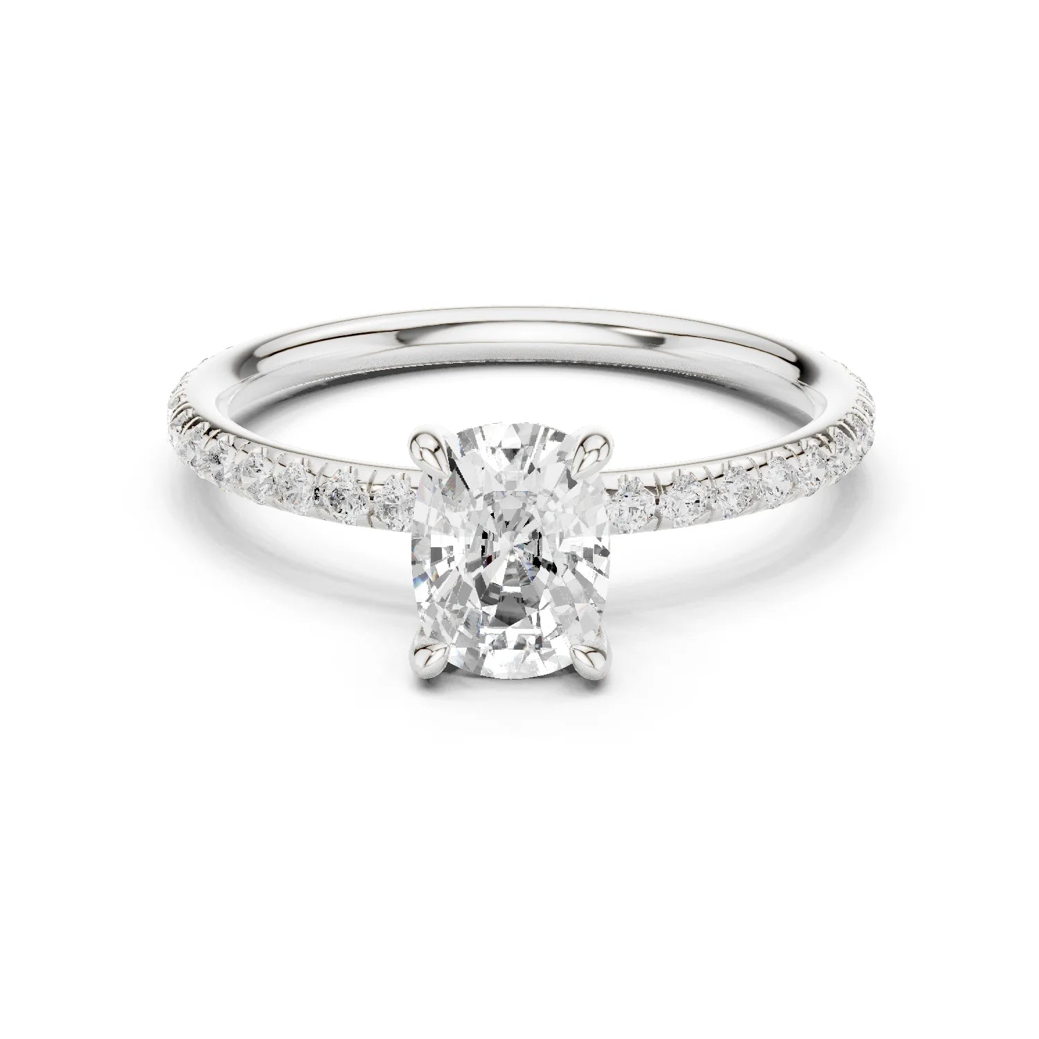Cushion Cut Diamond Pave Engagement Ring