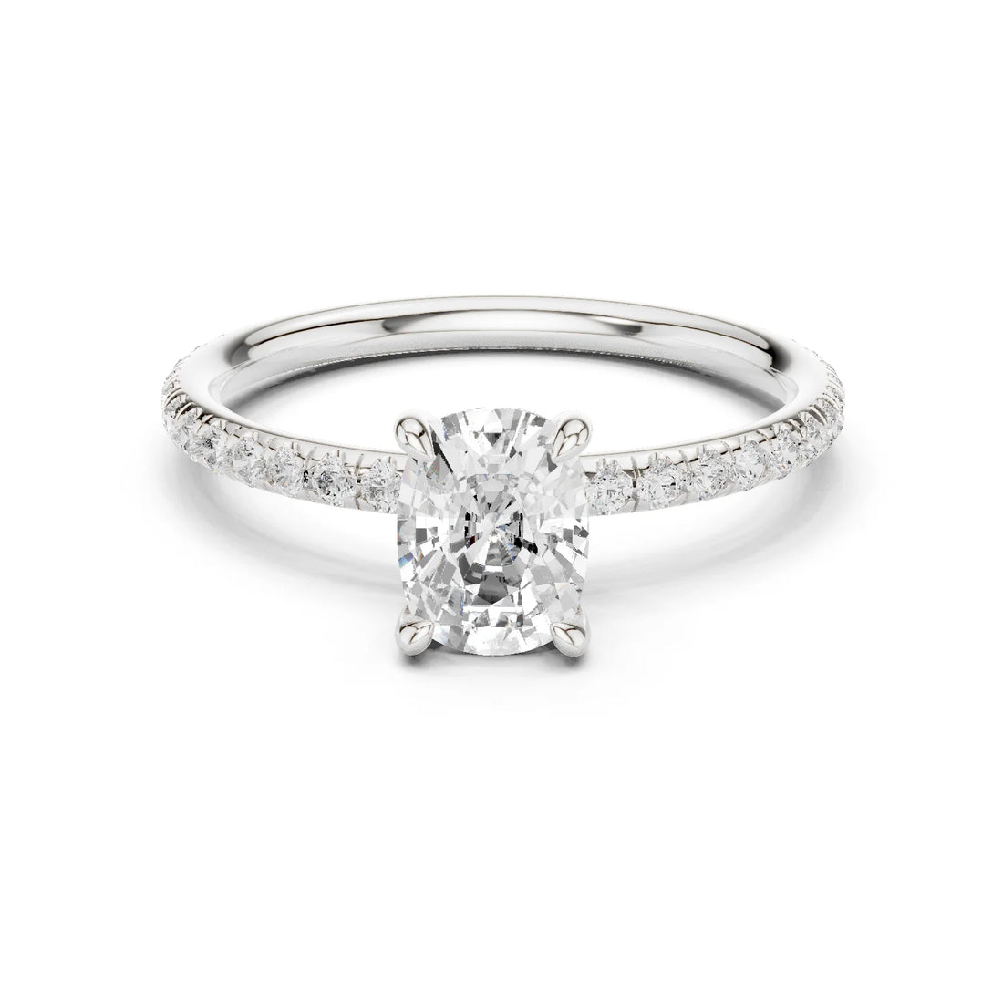 Cushion Cut Diamond Pave Engagement Ring