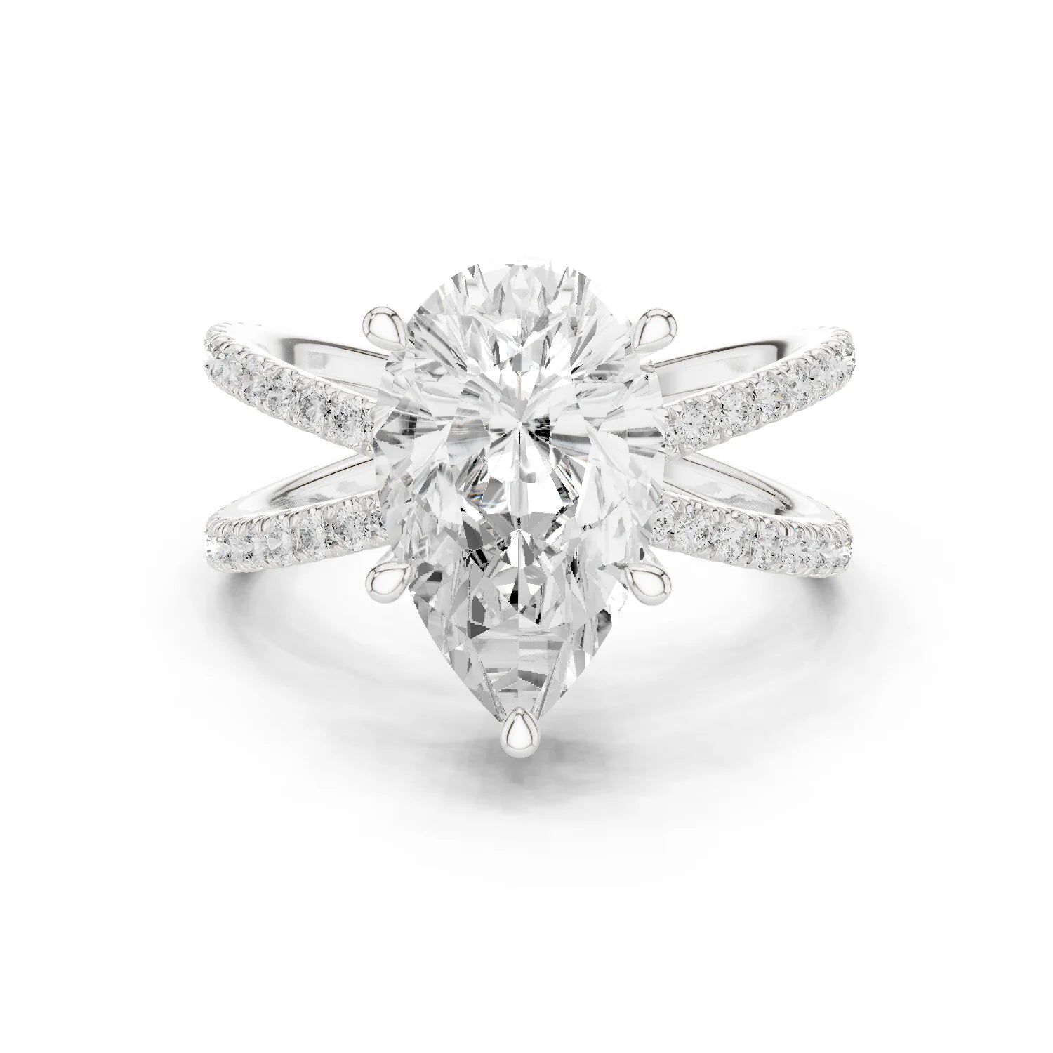 Pear Cut Diamond Split Shank Engagement Ring