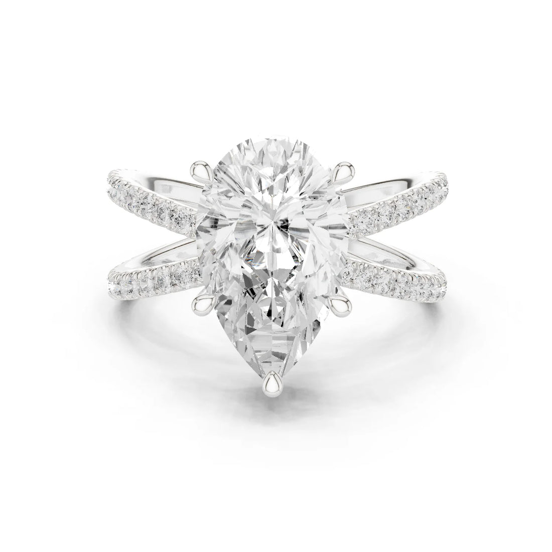 Pear Cut Diamond Split Shank Engagement Ring