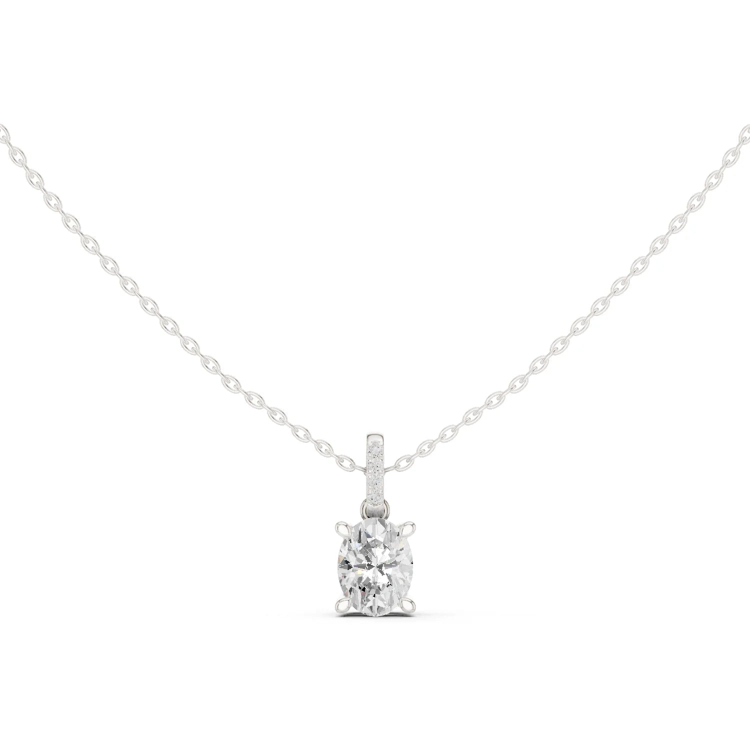 Elara Oval Solitaire Diamond Pendant