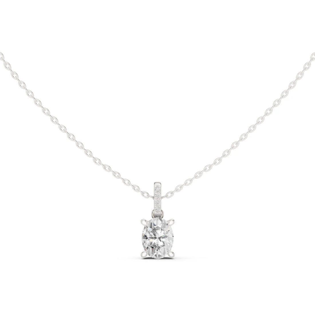 Elara Oval Solitaire Diamond Pendant