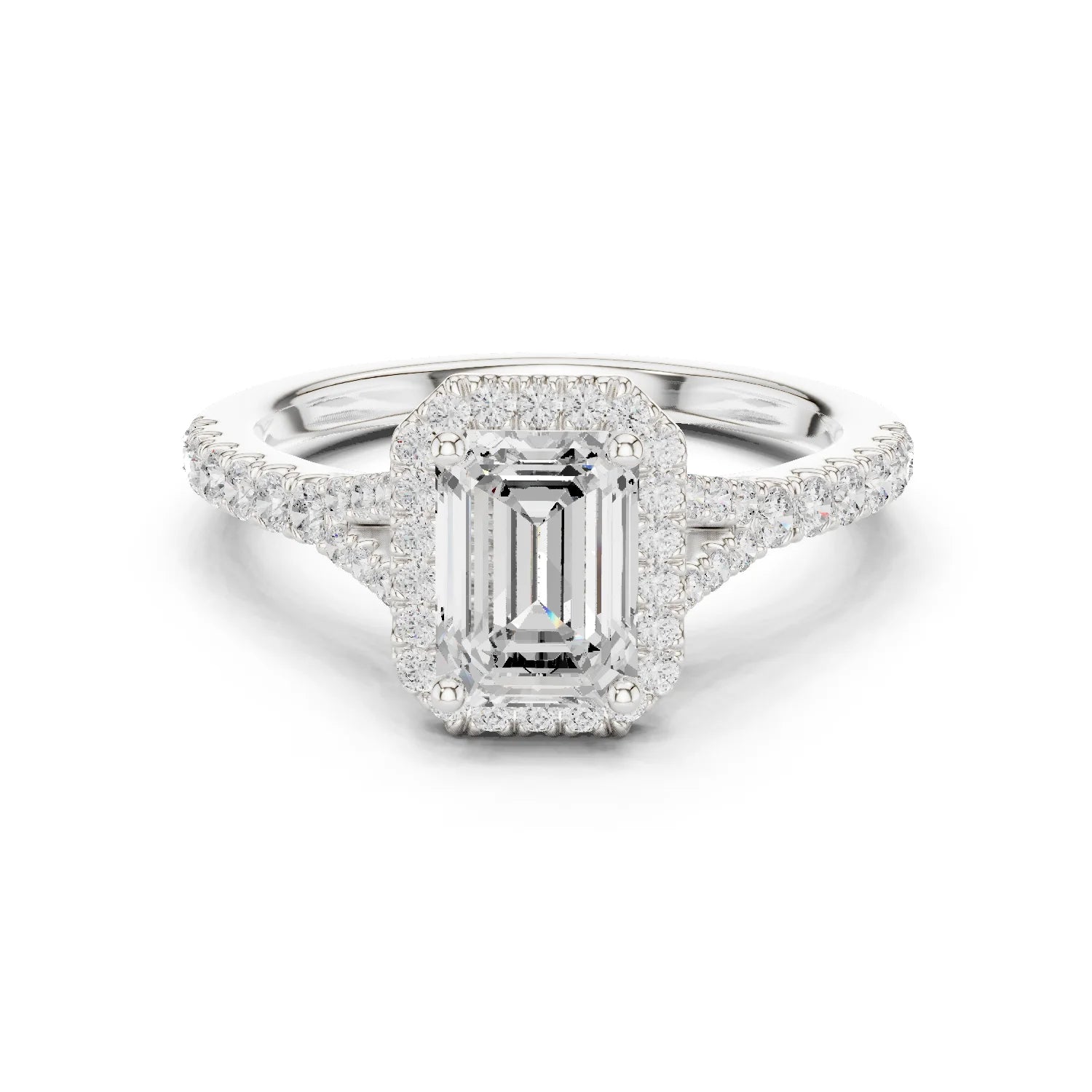 Emerald Cut Diamond Halo Engagement Ring
