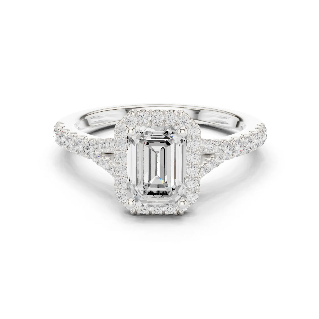 Emerald Cut Diamond Halo Engagement Ring