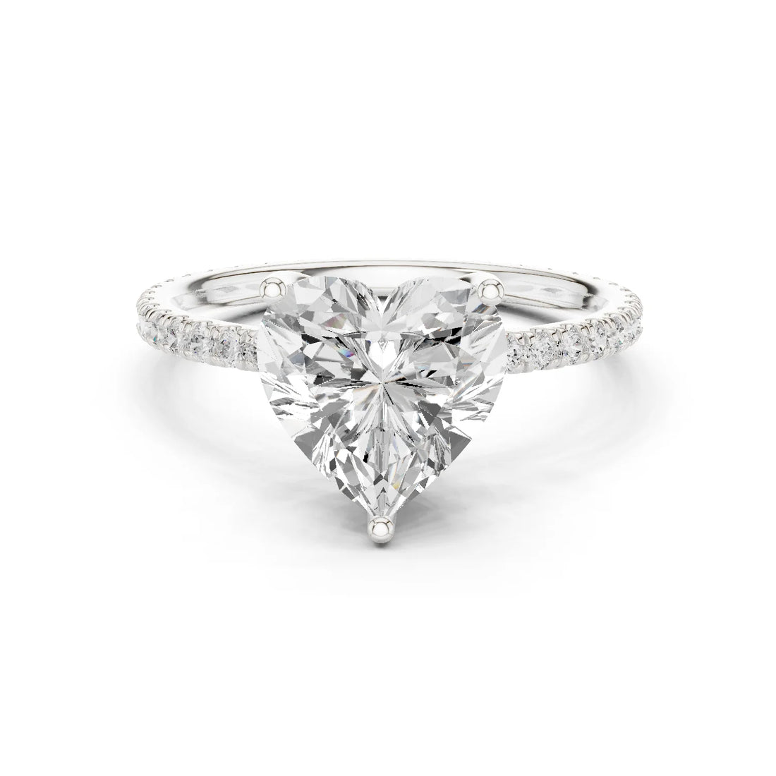 Heart Shape Diamond Pave Band Engagement Ring