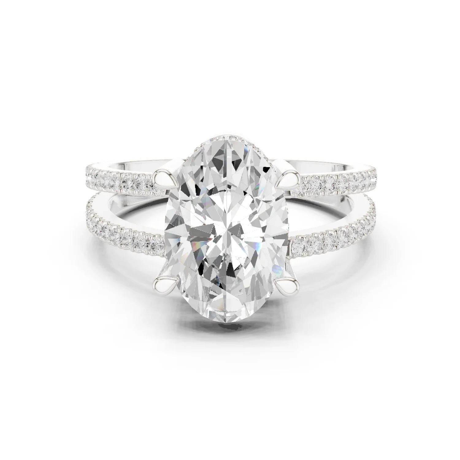 Oval Cut Diamond Split Shank Engagement Ring