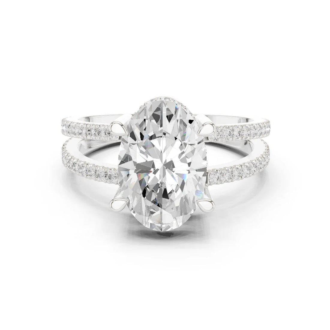 Oval Cut Diamond Split Shank Engagement Ring