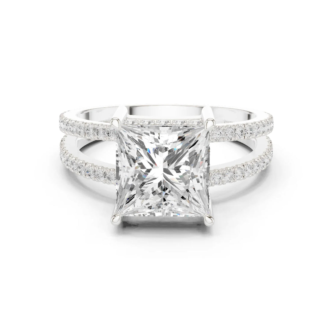 Princess Cut Diamond Split Shank Engagement Ring