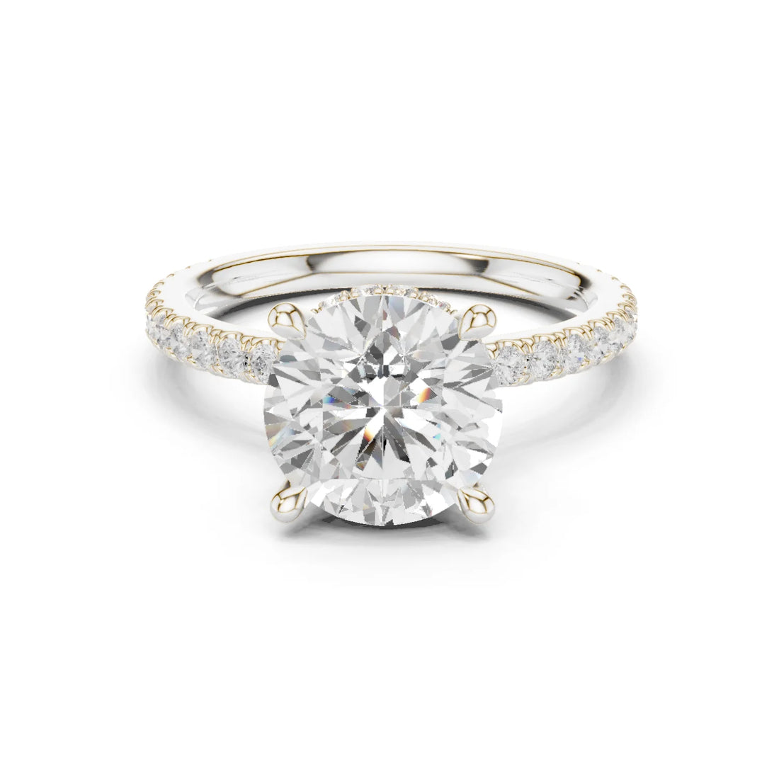Round Cut Diamond Double Hidden Halo Engagement Ring