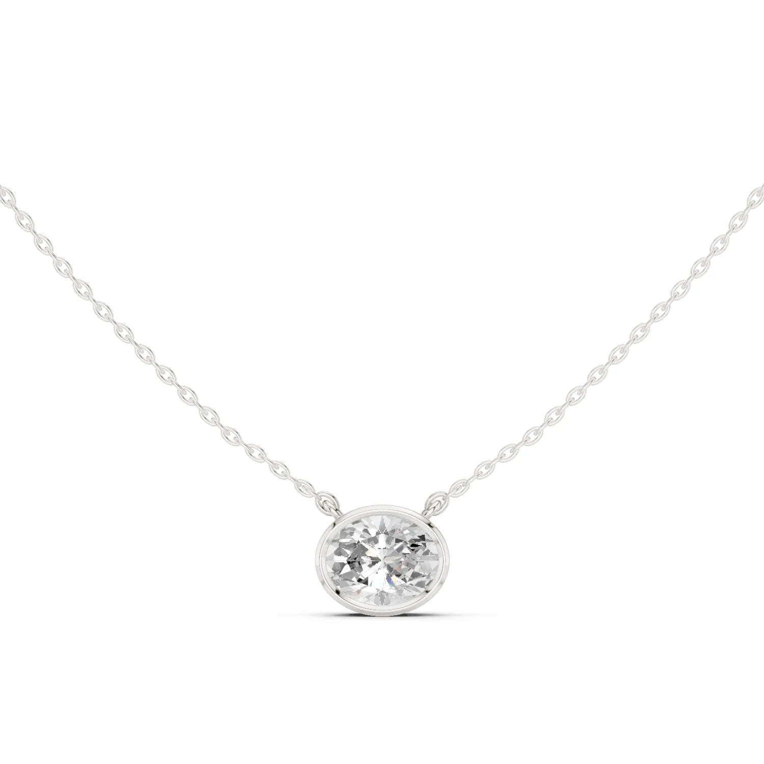 Oval Halo Bezel Solitaire Diamond Pendant