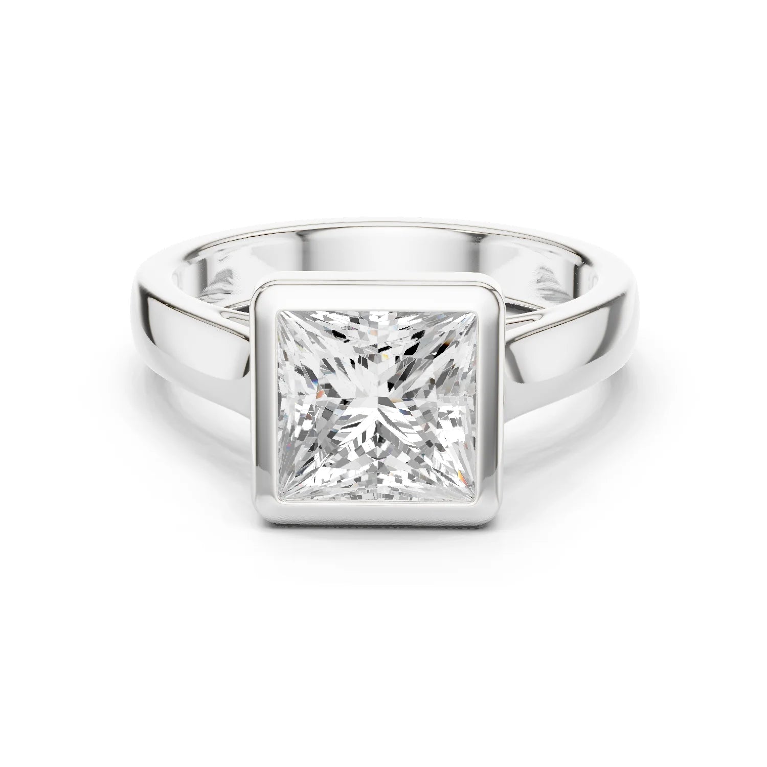 Princess Cut Diamond Bezel Solitaire Engagement Ring