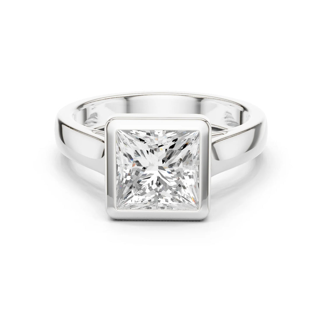 Princess Cut Diamond Bezel Solitaire Engagement Ring