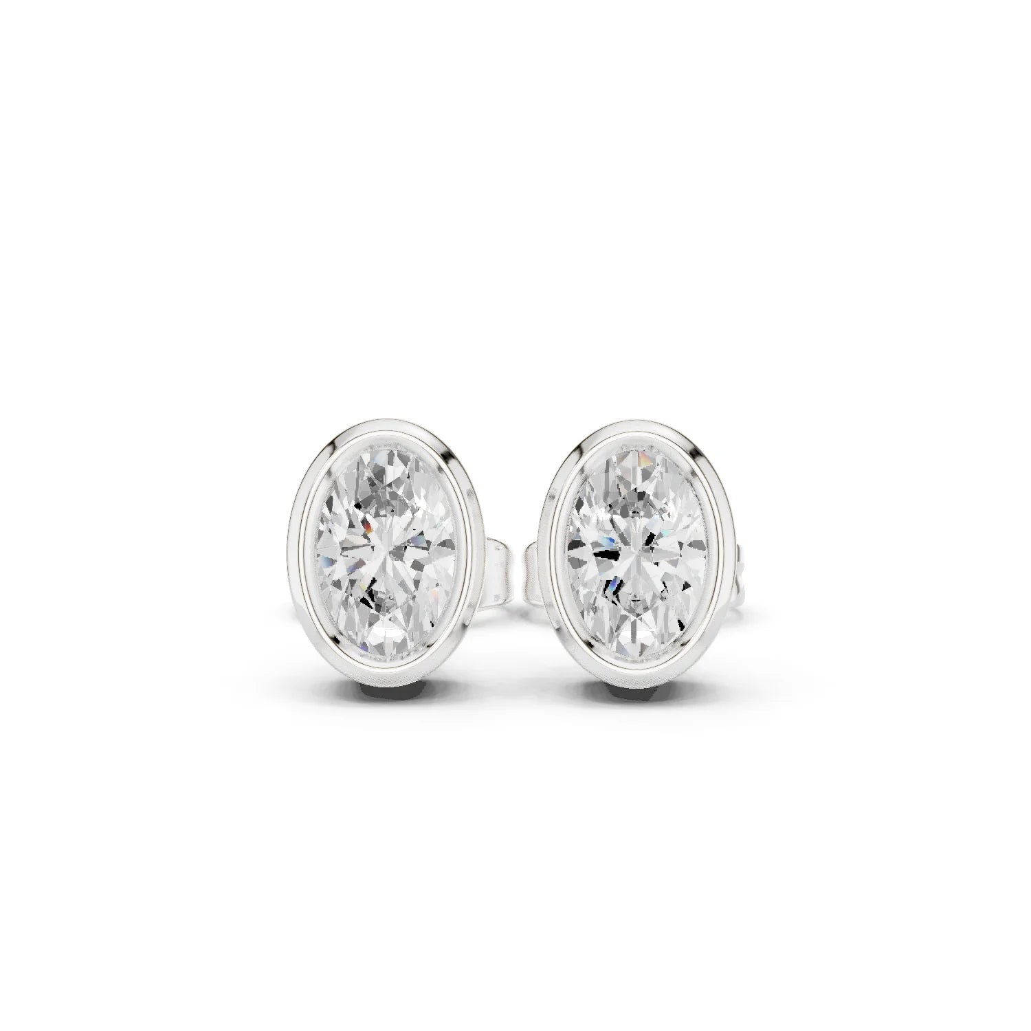 Elara Oval Bezel Diamond Stud Earrings
