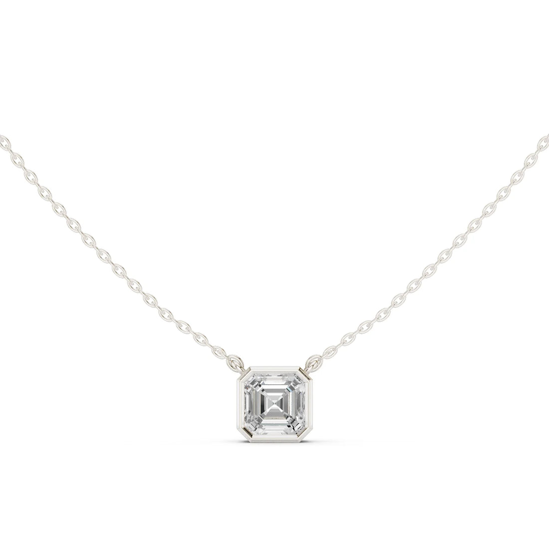 Celestia Asscher Bezel Diamond Pendant