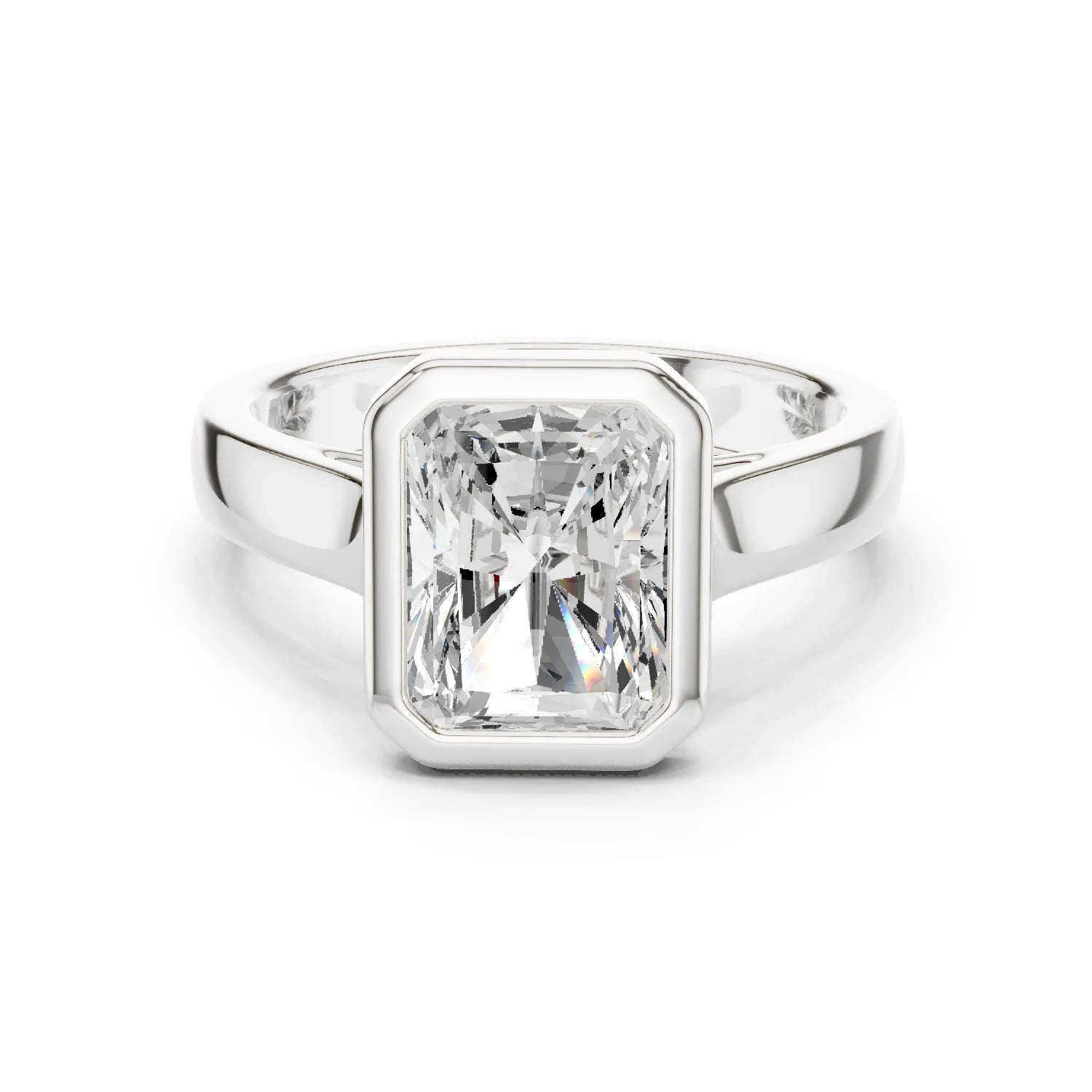 Radiant Cut Diamond Bezel Solitaire Engagement Ring