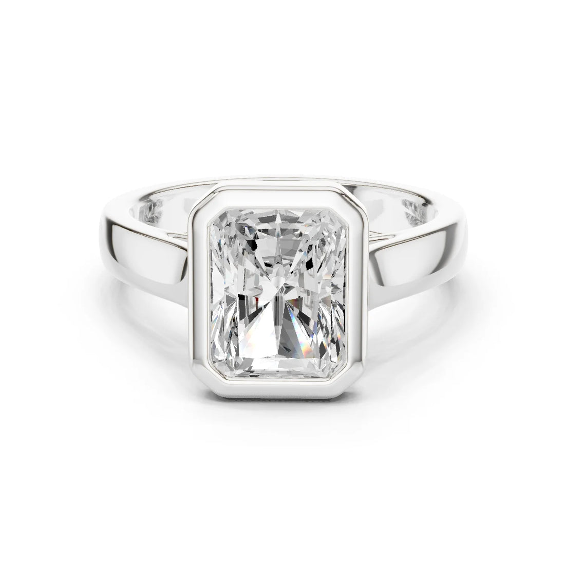 Radiant Cut Diamond Bezel Solitaire Engagement Ring