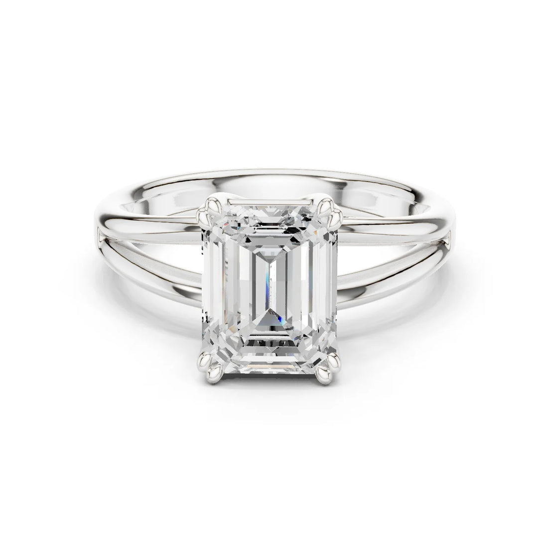 Emerald Shape Diamond Solitaire Engagement Ring