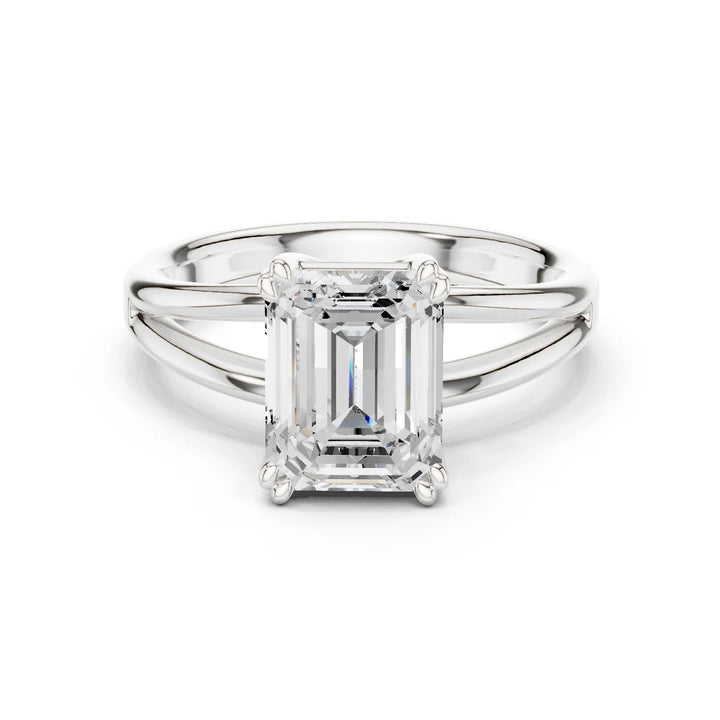 Emerald Shape Diamond Solitaire Engagement Ring