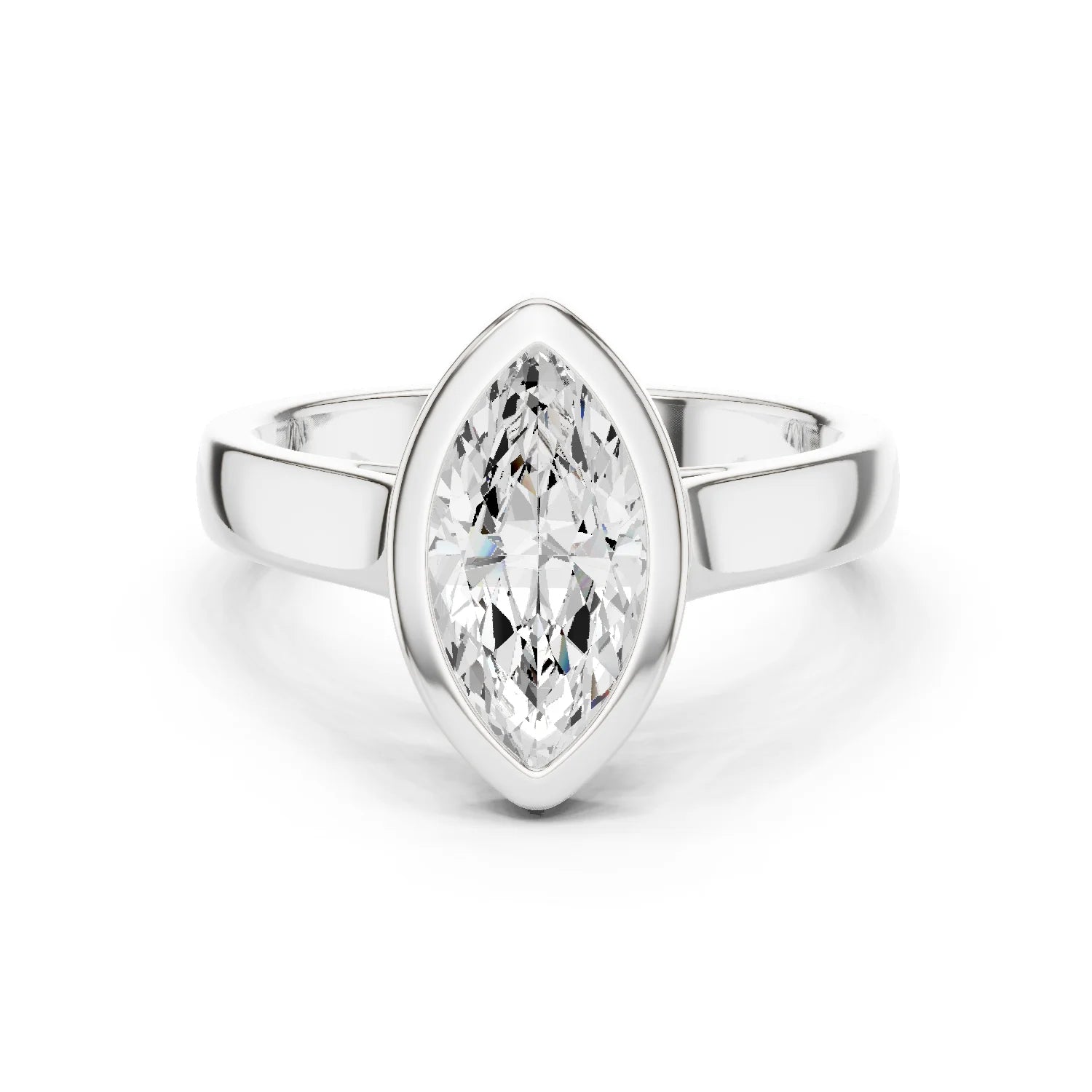 Marquise Cut Diamond Bezel Solitaire Engagement Ring