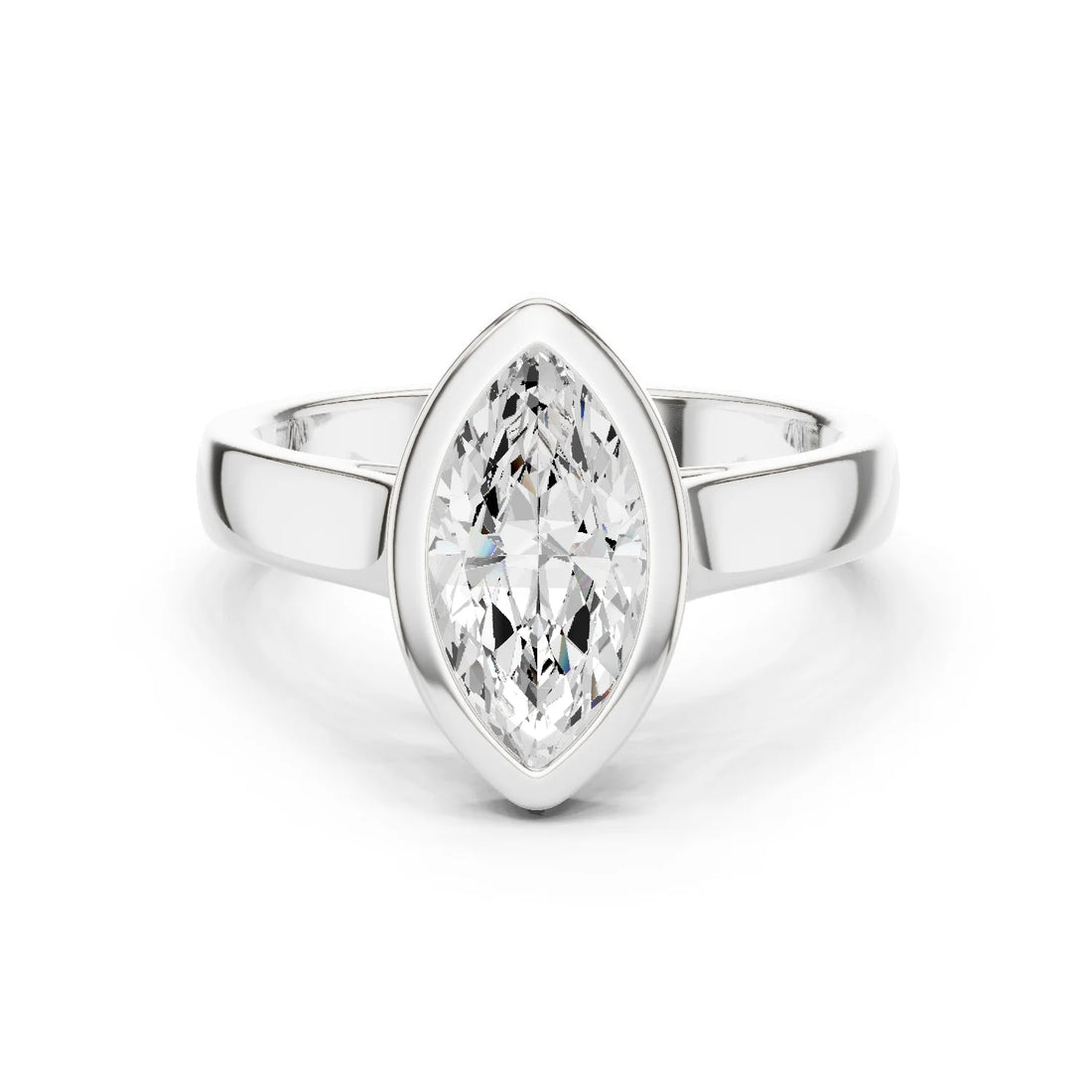 Marquise Cut Diamond Bezel Solitaire Engagement Ring