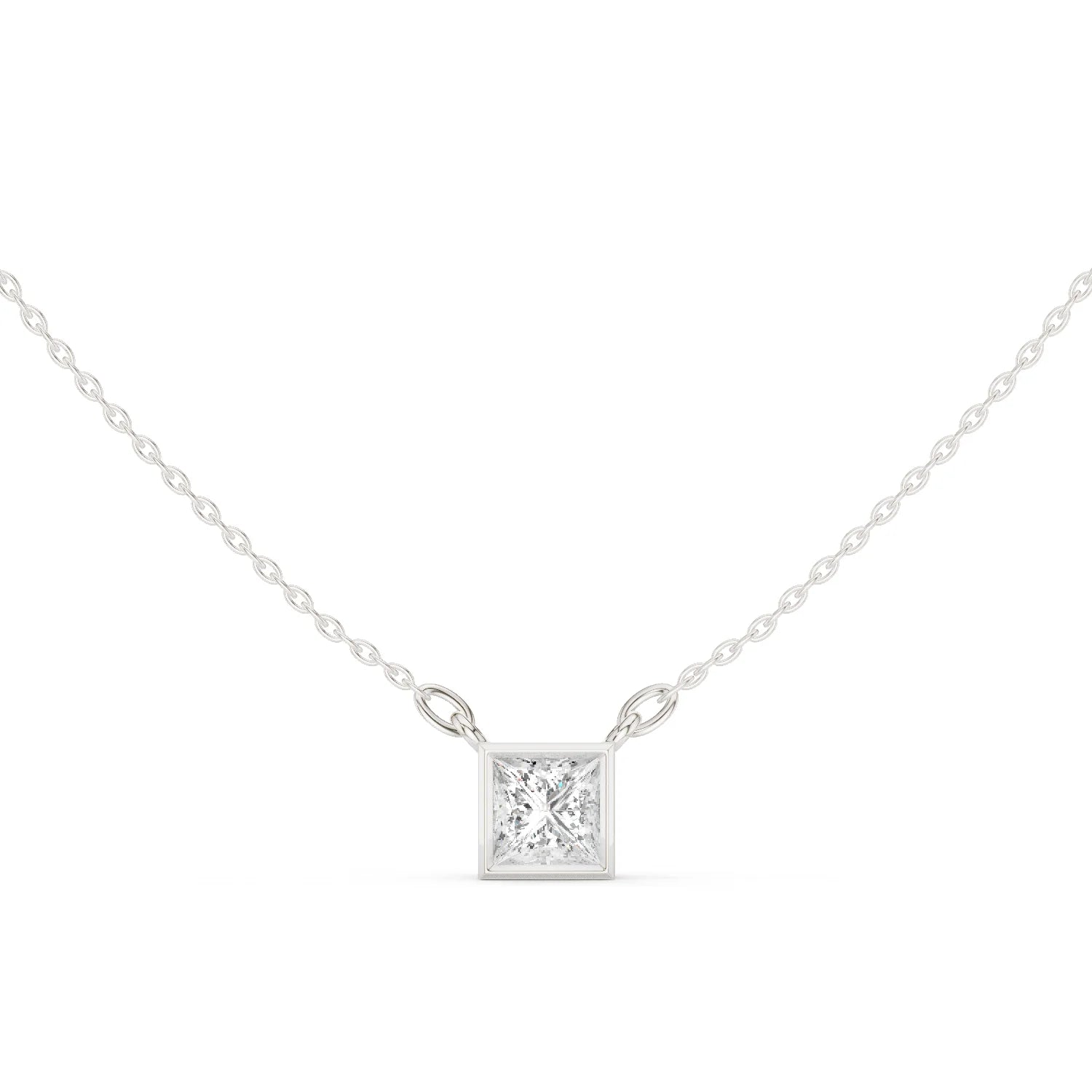 Celestia Princess Bezel Solitaire Diamond Pendant