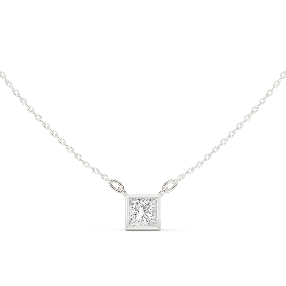Celestia Princess Bezel Solitaire Diamond Pendant