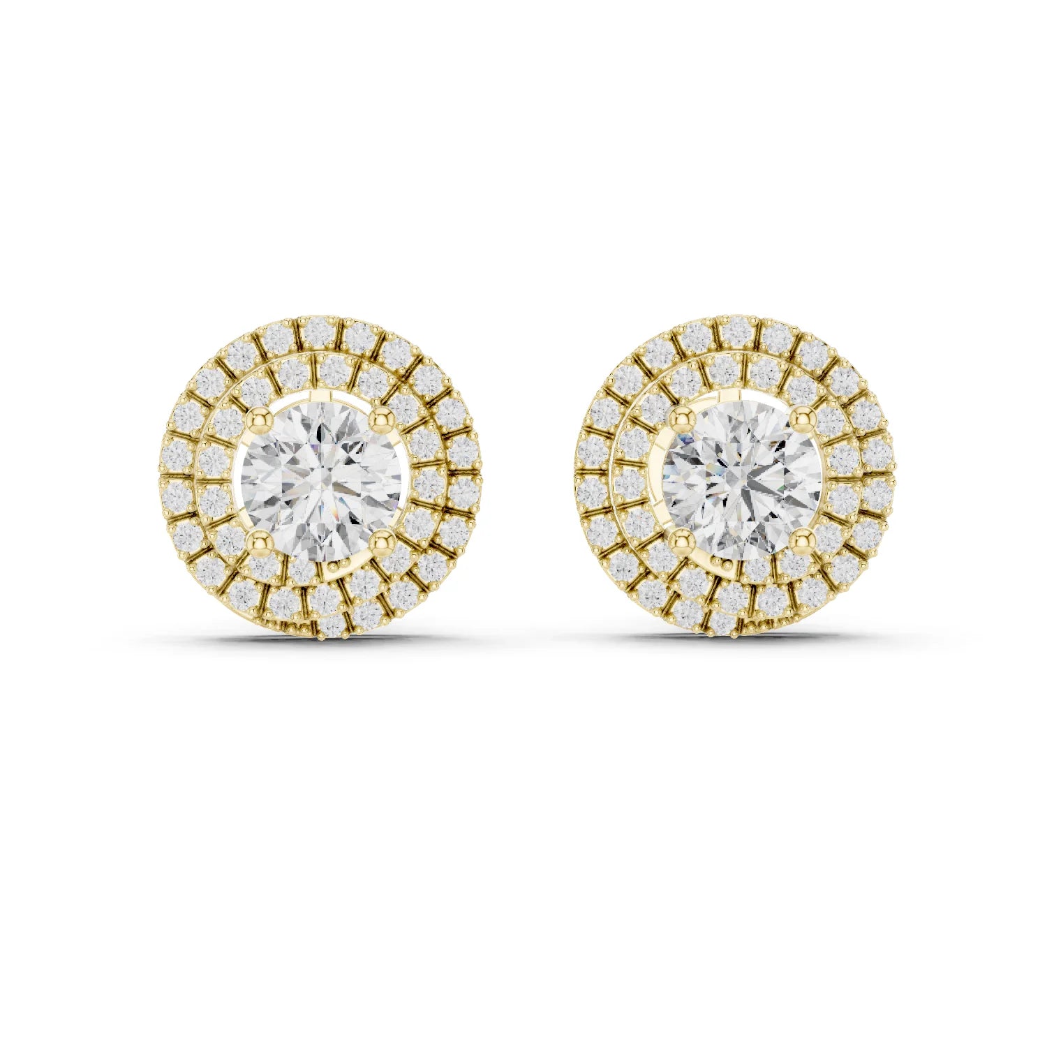 Majestic Glow Double Halo Diamond Stud Earrings