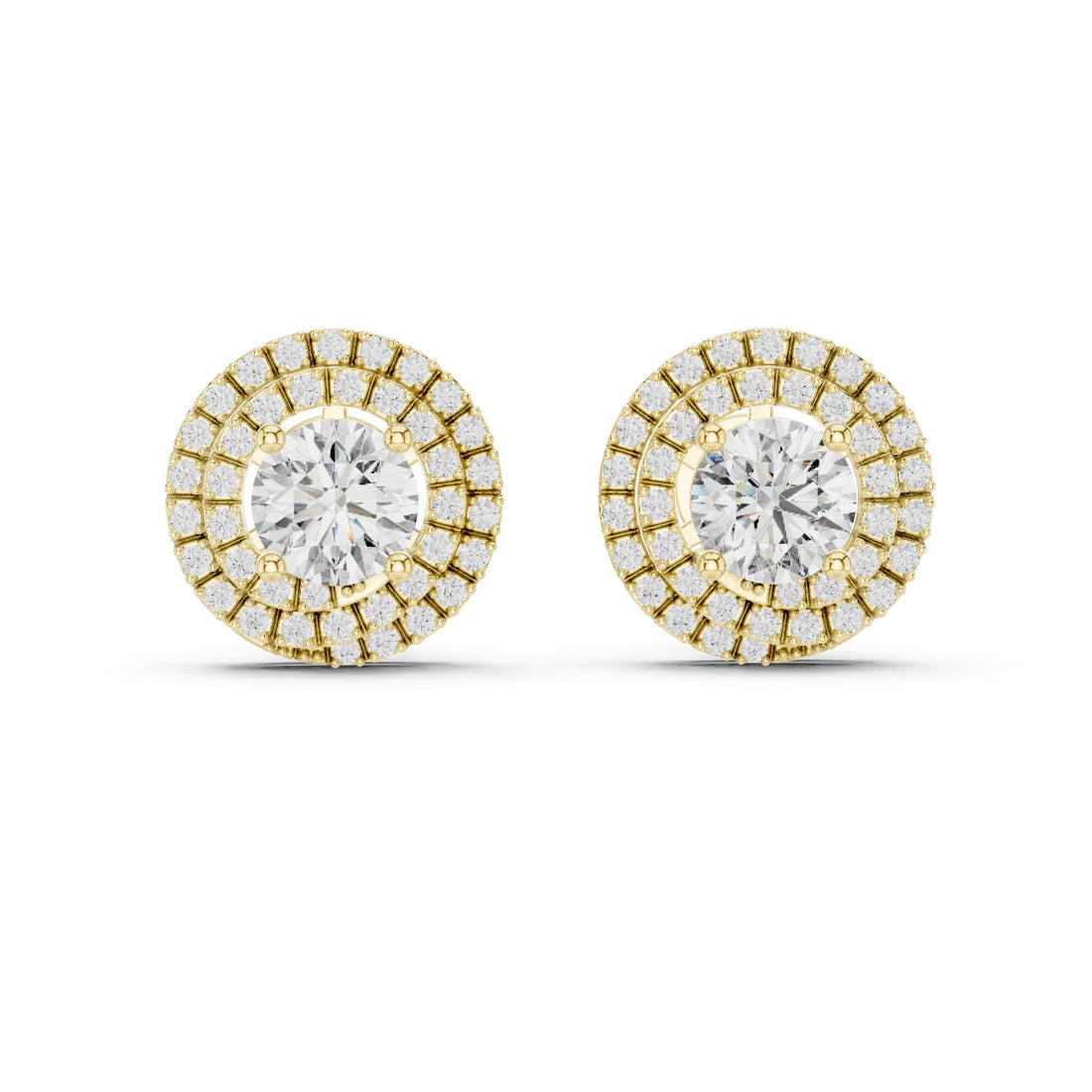 Majestic Glow Double Halo Diamond Stud Earrings
