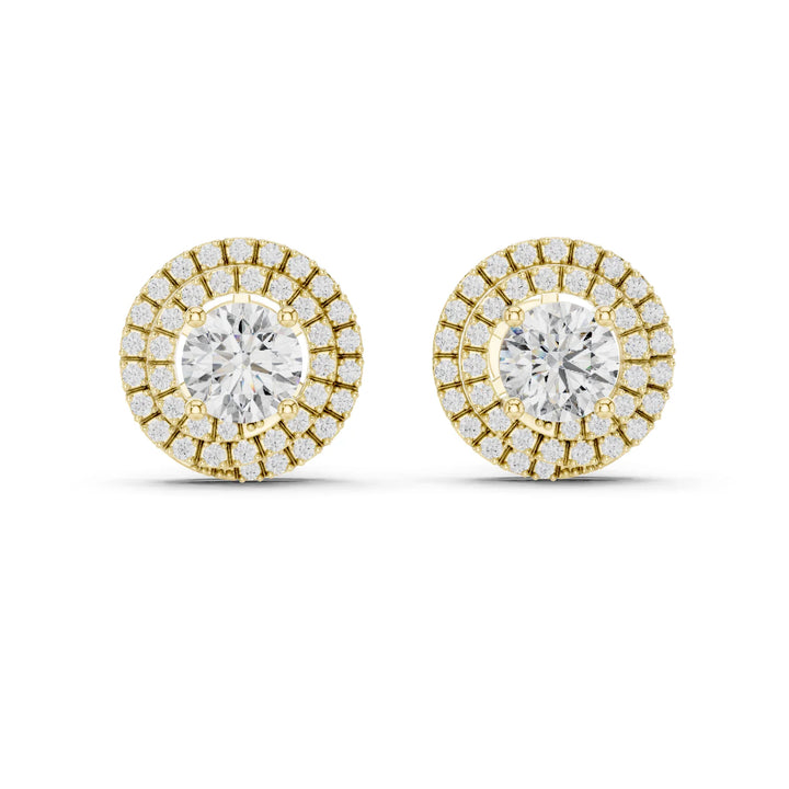 Majestic Glow Double Halo Diamond Stud Earrings