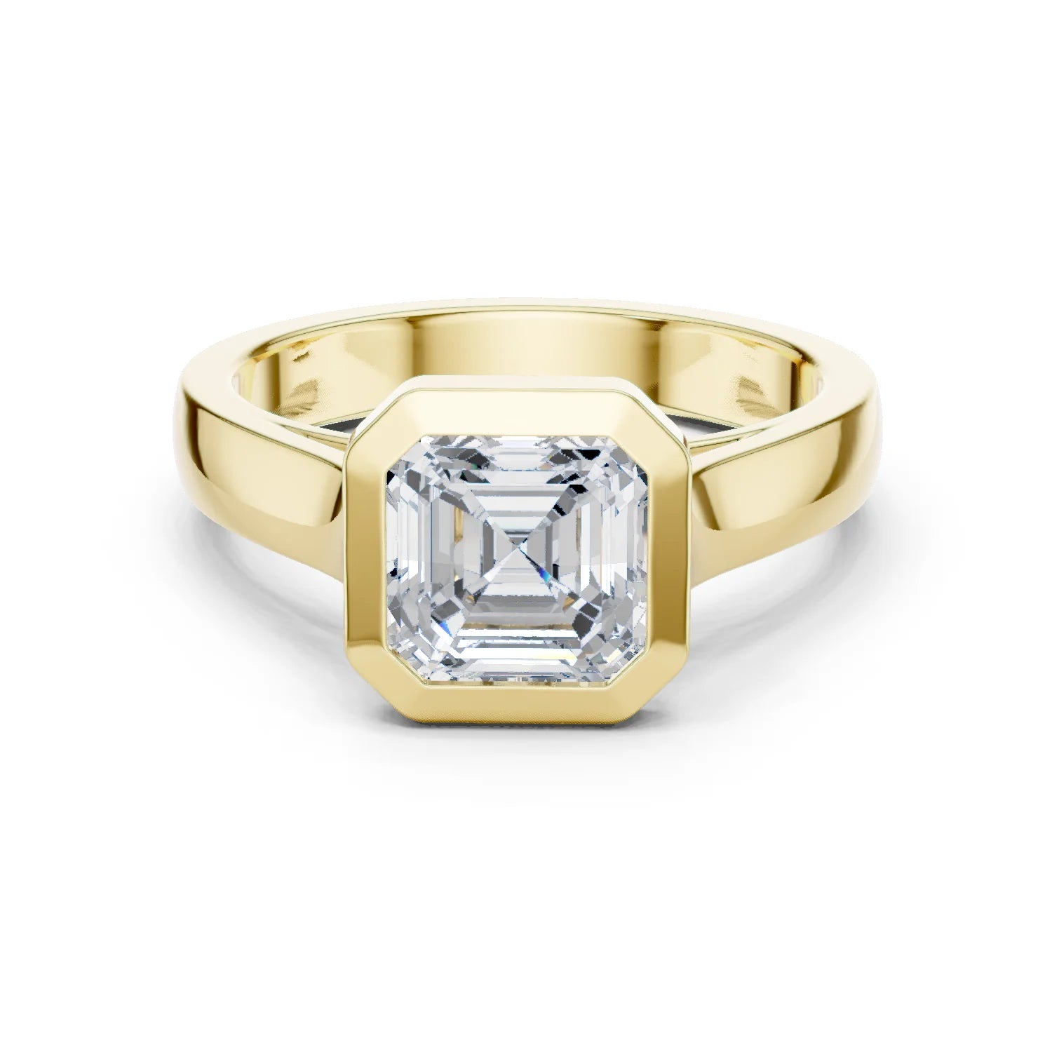 Asscher Cut Diamond Bezel Solitaire Engagement Ring