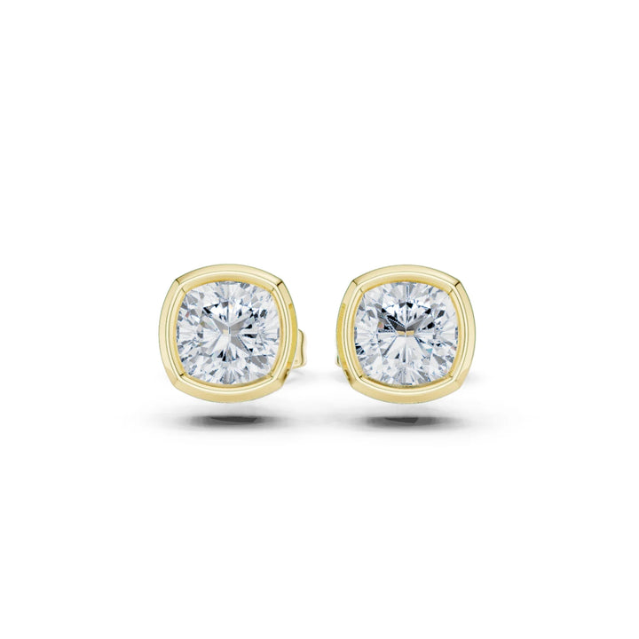 Lunaria Cushion Bezel Diamond Stud Earrings