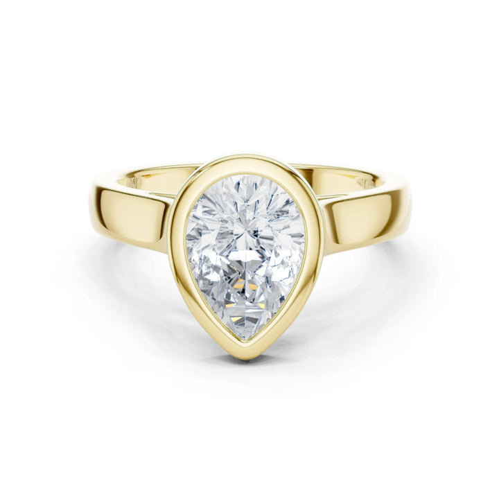 Pear Cut Diamond Bezel Solitaire Engagement Ring