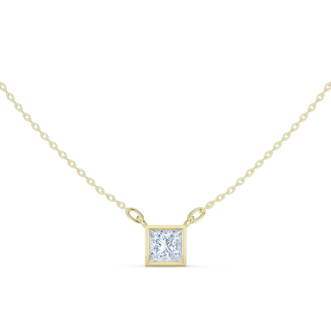 Celestia Princess Bezel Solitaire Diamond Pendant