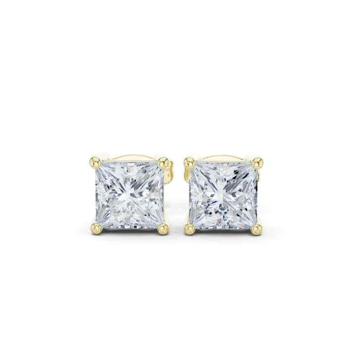 Princess Cut Solitaire Diamond Stud Earrings