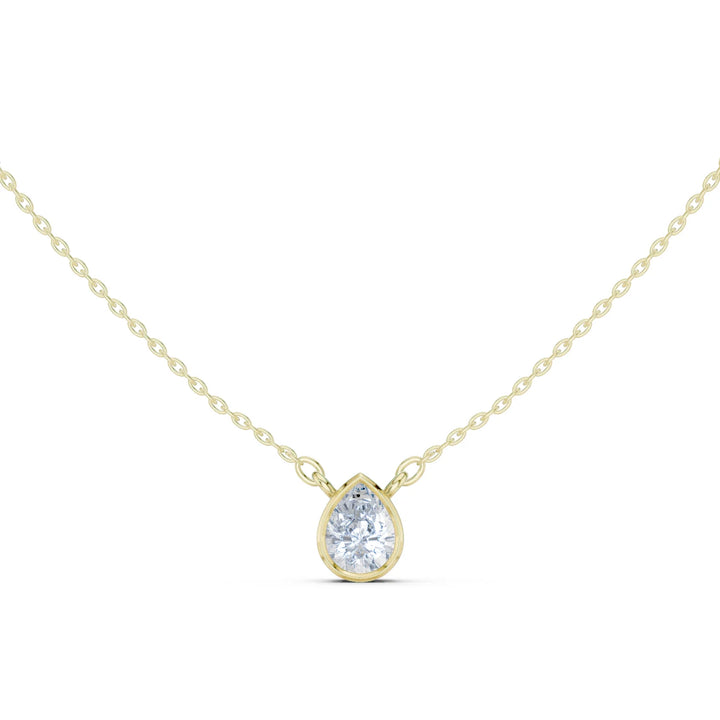 Elara Pear Bezel Solitaire Diamond Pendant