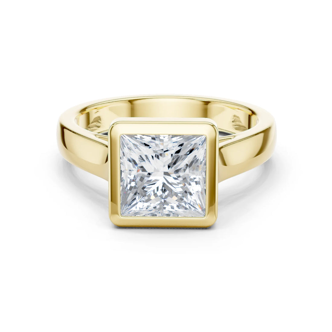 Princess Cut Diamond Bezel Solitaire Engagement Ring
