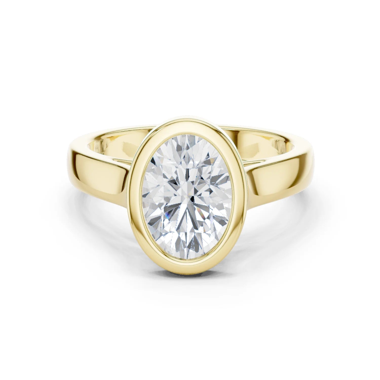 Oval Cut Diamond Bezel Solitaire Engagement Ring