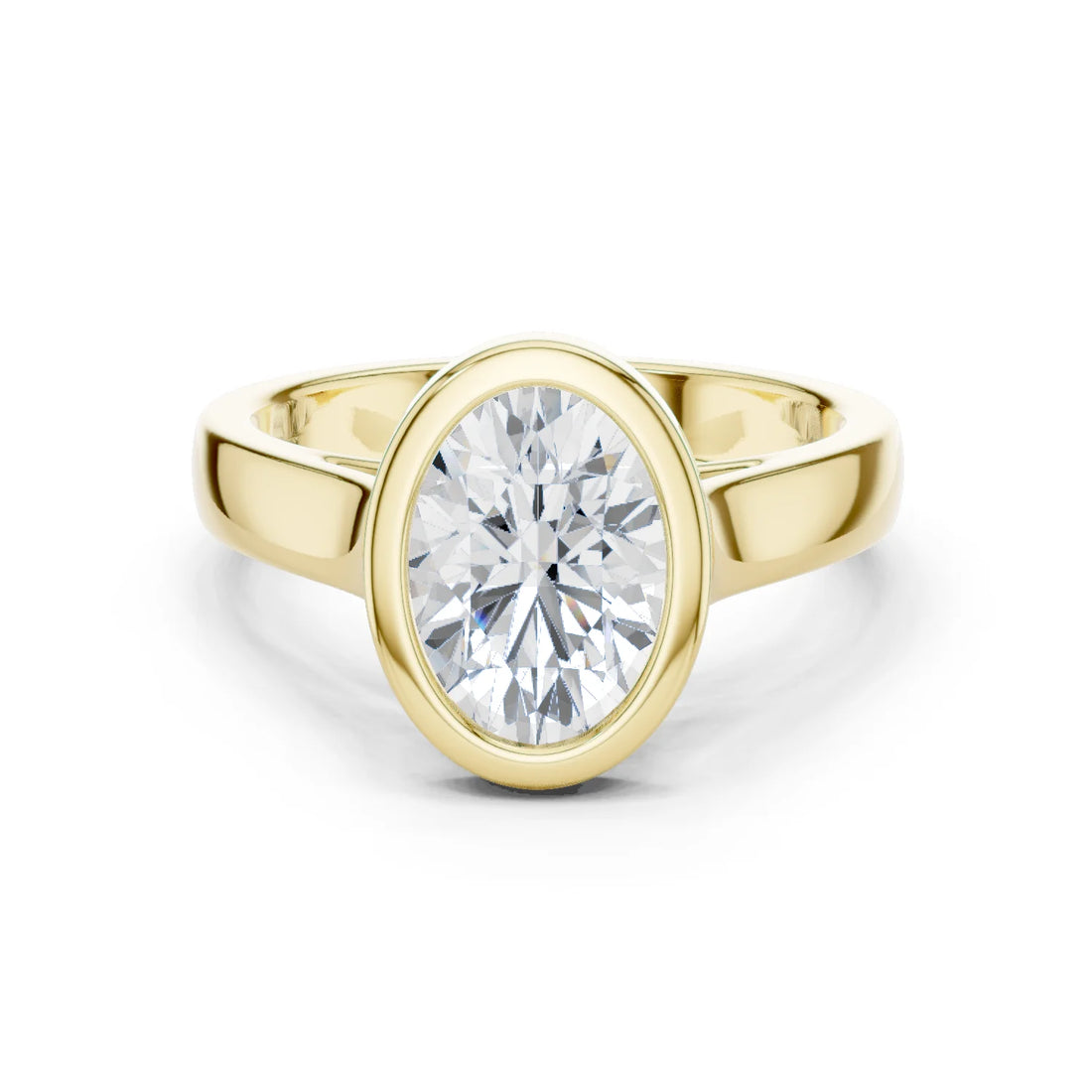 Oval Cut Diamond Bezel Solitaire Engagement Ring