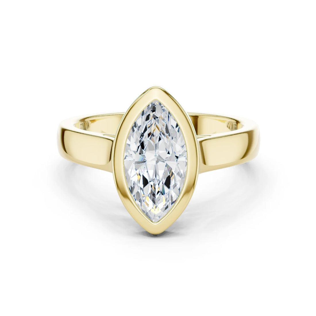 Marquise Cut Diamond Bezel Solitaire Engagement Ring