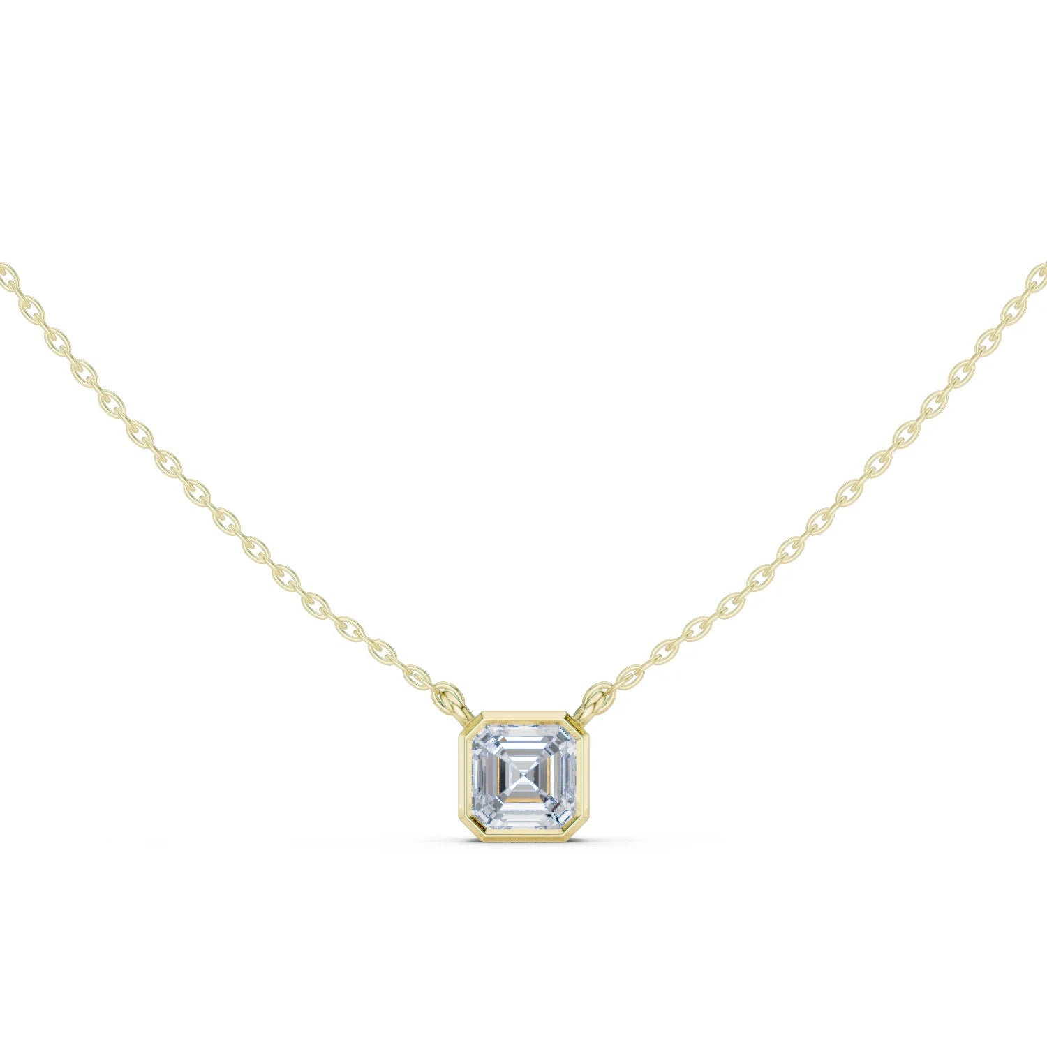 Golden Prism Asscher Bezel Solitaire Diamond Pendant