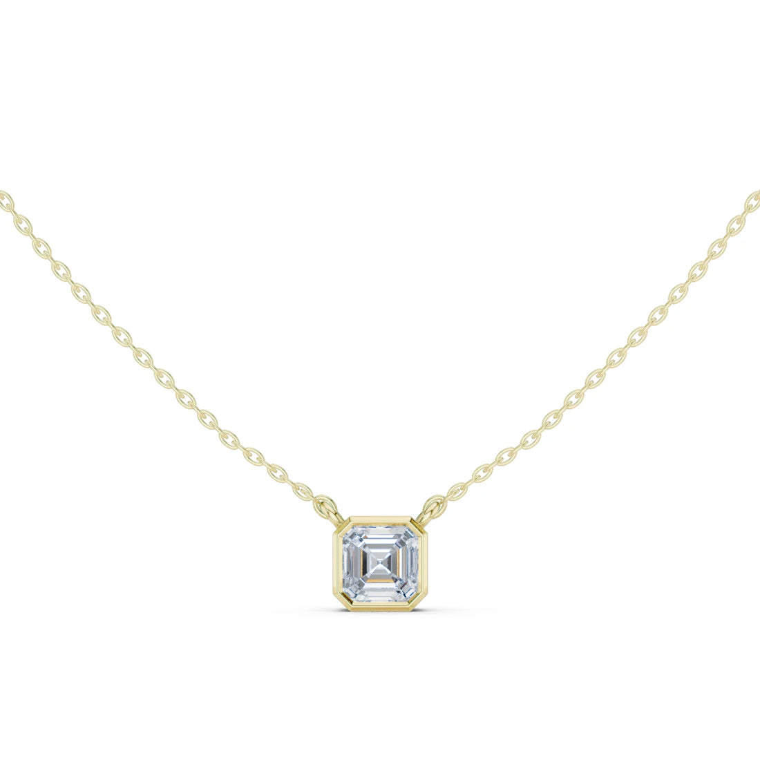 Golden Prism Asscher Bezel Solitaire Diamond Pendant
